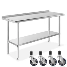 Stainless Steel 24" x 60" NSF Kitchen Restaurant Prep Table w Backsplash Casters