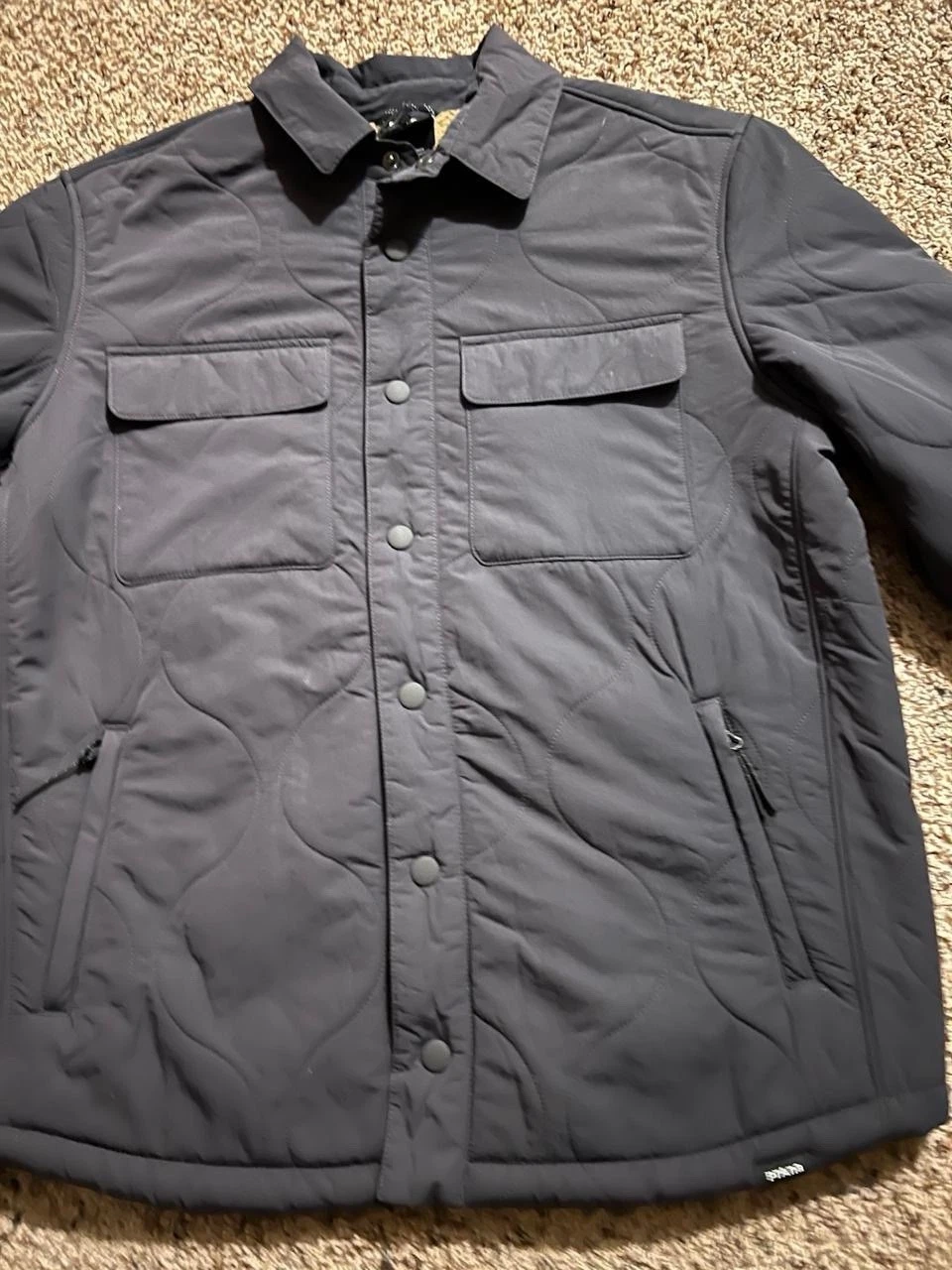 PrAna Jacket Mens Quilted Puffer Flannel Lined Snap Up Shirt Shacket Coat M