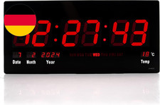 Wanduhr Digital Groß LED Uhr Mit Kalender Temperaturanzeige Studiouhr Für Gewerb