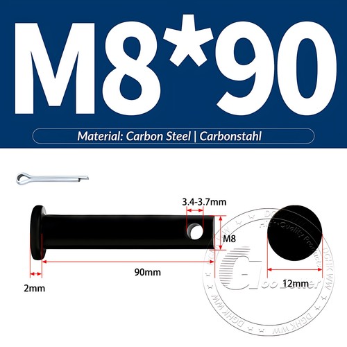 Pasador de horquilla negro pasador de bisagra pasador de retención pasador de aparejo métrico de acero al carbono M4-M30 - Imagen 62 de 201