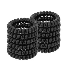 Spiral Plastic Hair Ties Black, 12 Pcs - Coil Ponytail Holders for Thick Hair,