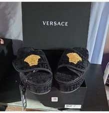Versace Medusa Black Slide Slippers Men  s EU 41 Comfort Designer Logo