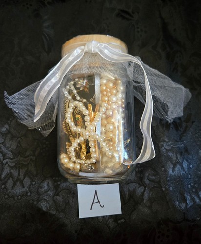 MYSTERY JEWELRY JAR: Vintage Pearls, Brooches, Bracelets, Earrings, Bracelets