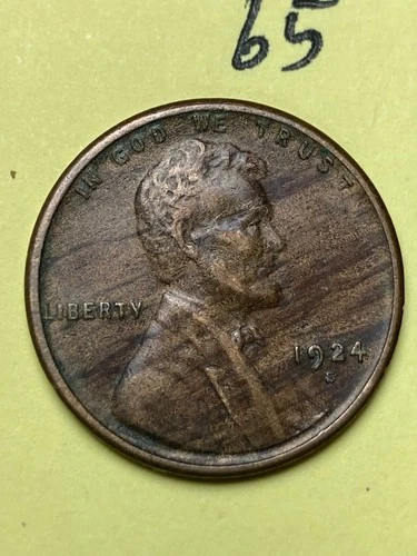 1924-S LINCOLN WHEAT CENT, SUPERB QUALITY CONDITION! XF, interesting toning #65