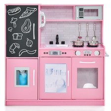 Toddler Kitchen Playset Kid s Pretend Play Kitchen w/ Blackboard Pink