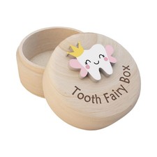 Tooth Fairy Box Wooden Tooth Keepsake Box for First Lost Teeth