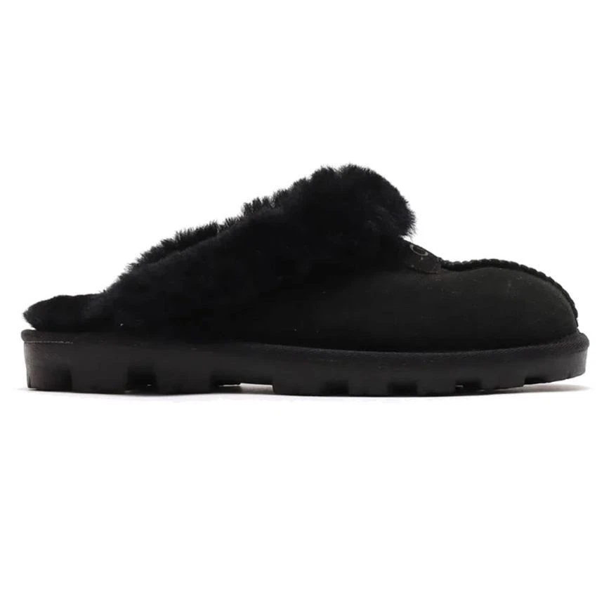Ugg Coquette Pelliccia Mulo Pantofole Nero 123637095