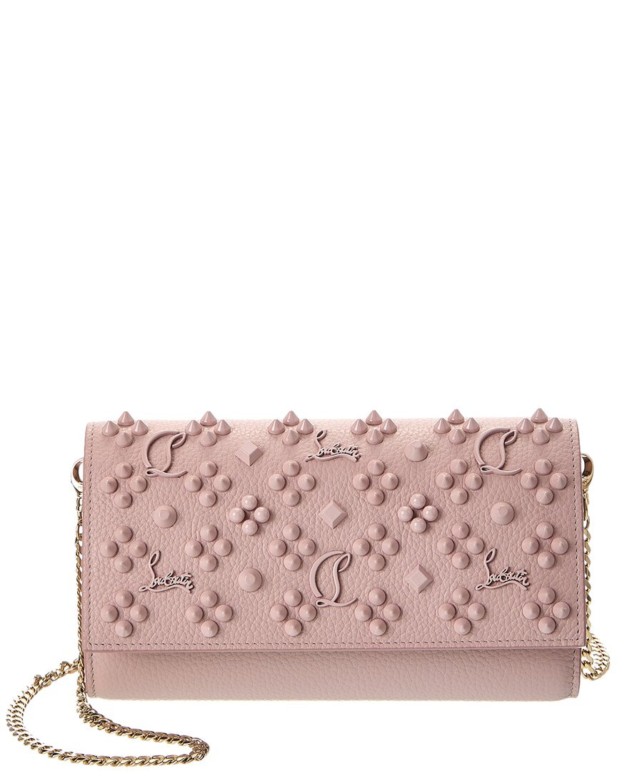 Кожаный кошелек Christian Louboutin Paloma на цепочке Женский розовый 212590₽