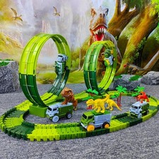 Magic Climbing Train Track Dinosaur World Race Playset, Flexible Tracks for Kids