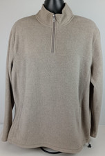 Croft  Barrow Men's XL Light Gray Tan 1/4 Zip Pullover Fleece Sweatshirt