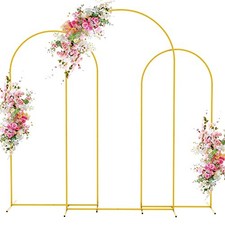 Wedding Arch Backdrop Stand 7.2FT, 6.6FT, 6FT Set of 3 Gold Metal Arch Backdrop