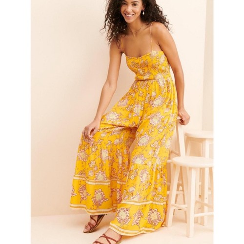Free People Little of Your Love Marigold Floral Jumpsuit Size L