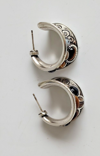Brighton Retired Eye of the Tiger Earrings Scroll Hoop Earrings - Picture 5 of 7