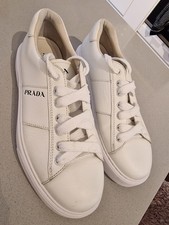 PRADA TRAINERS LEATHER WHITE Size 10UK 