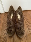 Chinese Laundry Haylie Heels Metallic Bronze Chiffon Ruffle Peep Toe Size 9 — photo 1