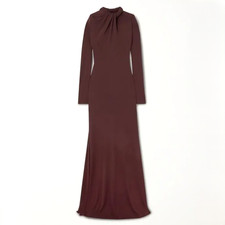 Alexander McQueen Twisted Neck Crepe Jersey Dress In Burgundy Women's Size 44