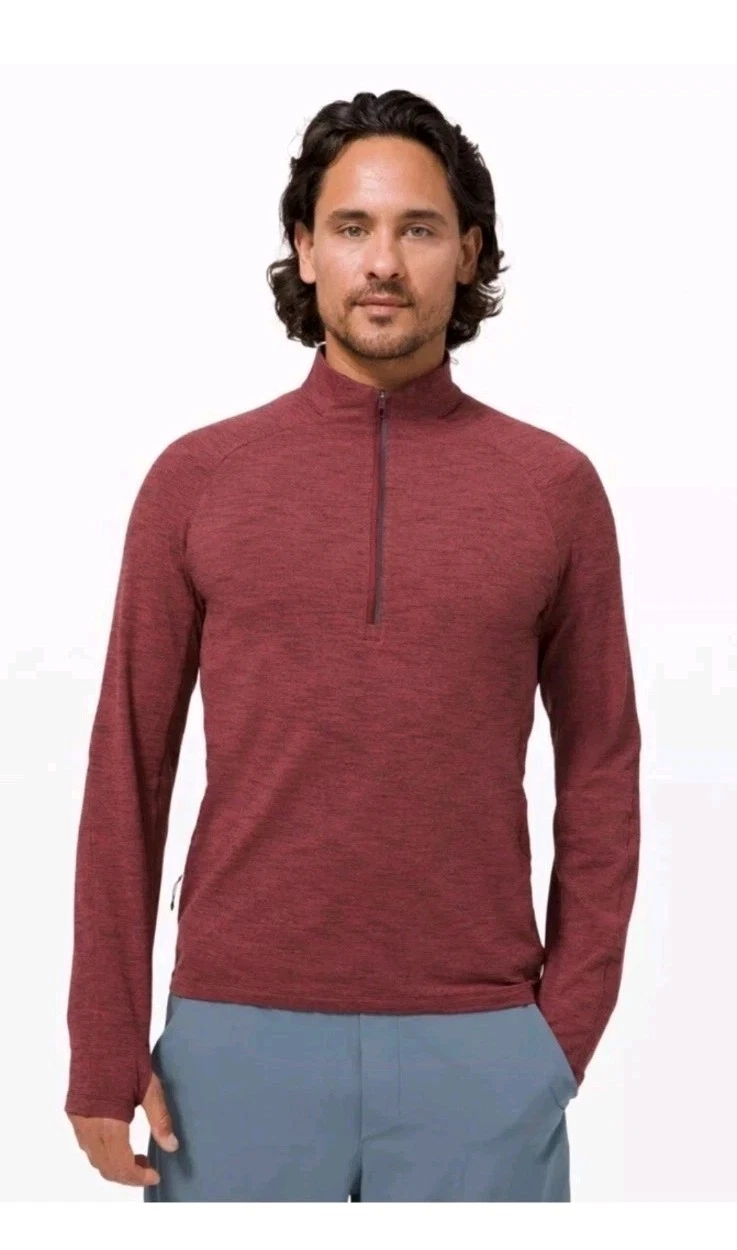 Lululemon Shirt Surge Warm 1/2 Zip Men's Size L Heather Red Long Sleeve Top