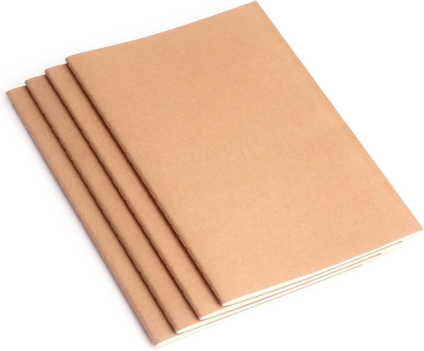 ZZTX 4 Pack Blank Kraft Notebooks, Blank Paper Sketchbooks for Drawing Doodling 