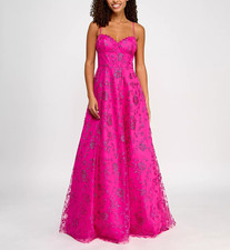 B Darlin Juniors' Floral Glitter Sweetheart Sleeveless Gown MSRP $149