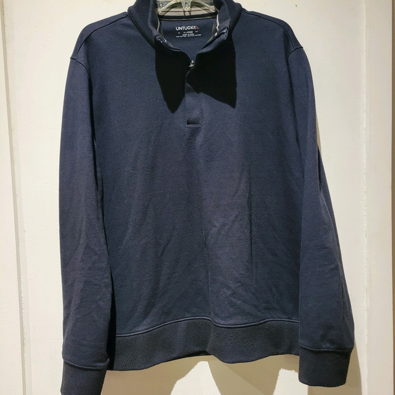 UNTUCKit Solid Quarter Zip Pullover Sweatshirt Na… - image 7