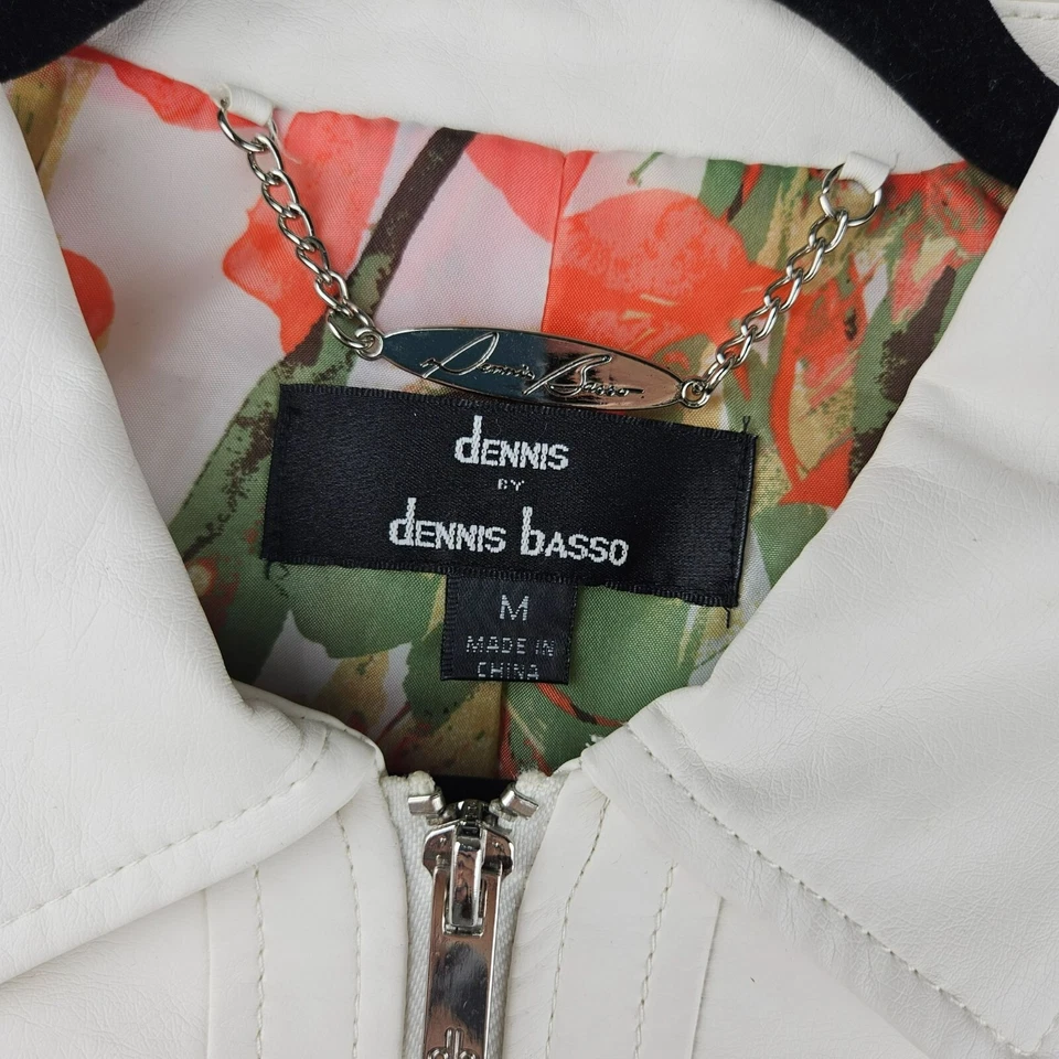Chaqueta de cuero sintético blanca para mujer recorte M vaquera costera occidental DENNIS BASSO Foto 2 de 4