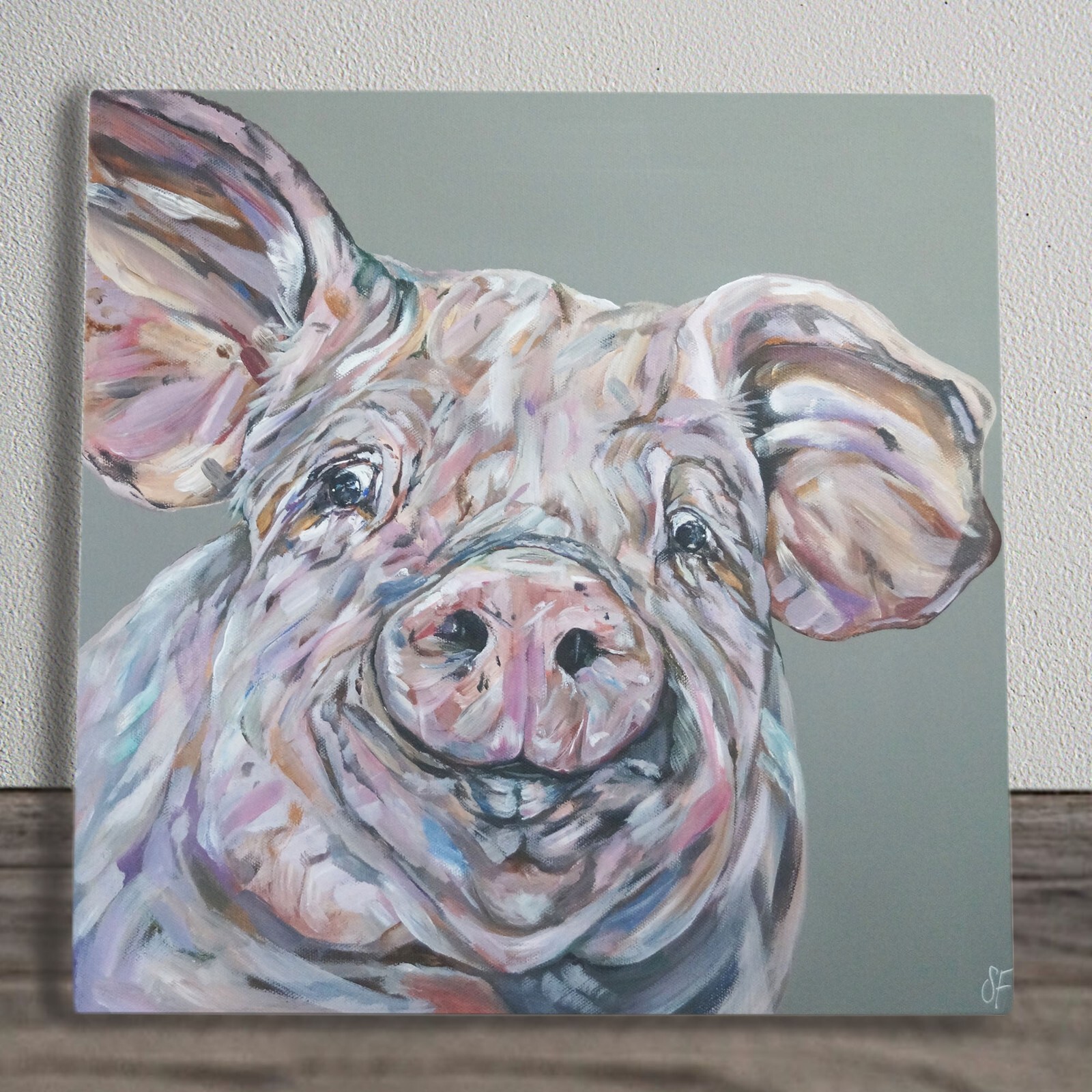 Chop's Pig Ceramic Tile Picture Quirky Plaque Sign By Sam Fenner 20x20cm