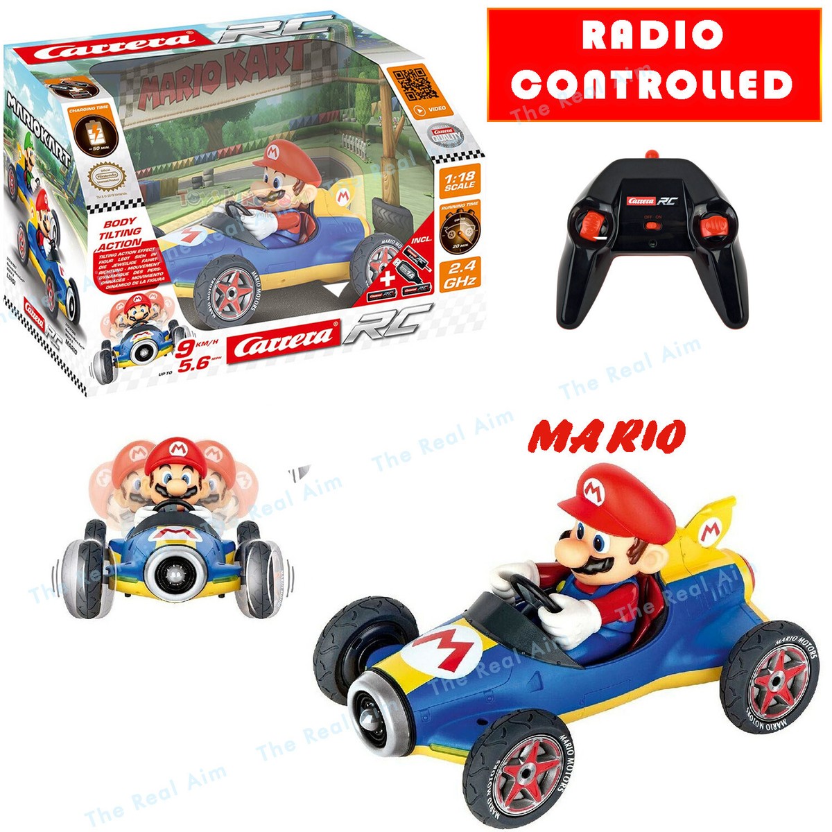 Radio Controlled Mario All Roads Kart Mach8 for Boys, Rechargeable Batteries