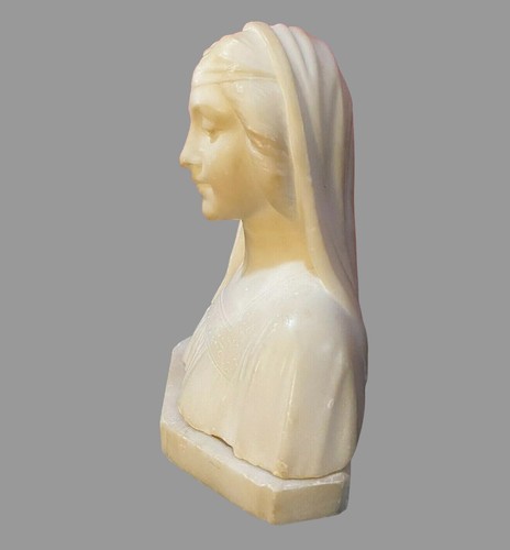 Antique Victorian Alabaster Bust Of Young Woman Sculpture Statue 19th C - Picture 4 of 8
