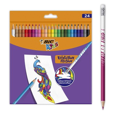 Bic Kids Evolution Illusion Erasable Colored Pencils - Pack of 24 24 count (Pack