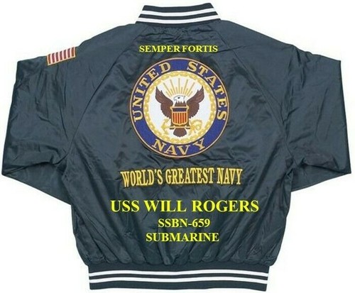 USS FRANCIS SCOTT KEY SSBN-657 SUBMARINE EMBROIDERED SATIN JACKET (BACK ONLY) - Picture 5 of 5
