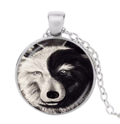 Anhanger Halskette Wolf Stil Yin Yang Stahl Ebay