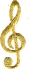 GOLD CLEF MUSIC NOTE Iron On Patch Musical Rock N'Roll