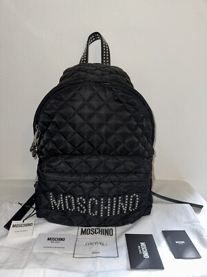 🔥New Moschino Milano Quilted Logo stud Black Backpack 🎒🔥❤️ | eBay