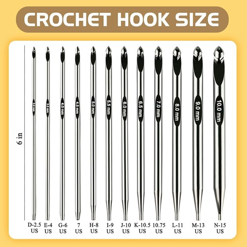 Tunisian Crochet Hooks Set with Cable 3-10mm Aluminum Lnterchangeable Crochet... - Picture 3 of 8