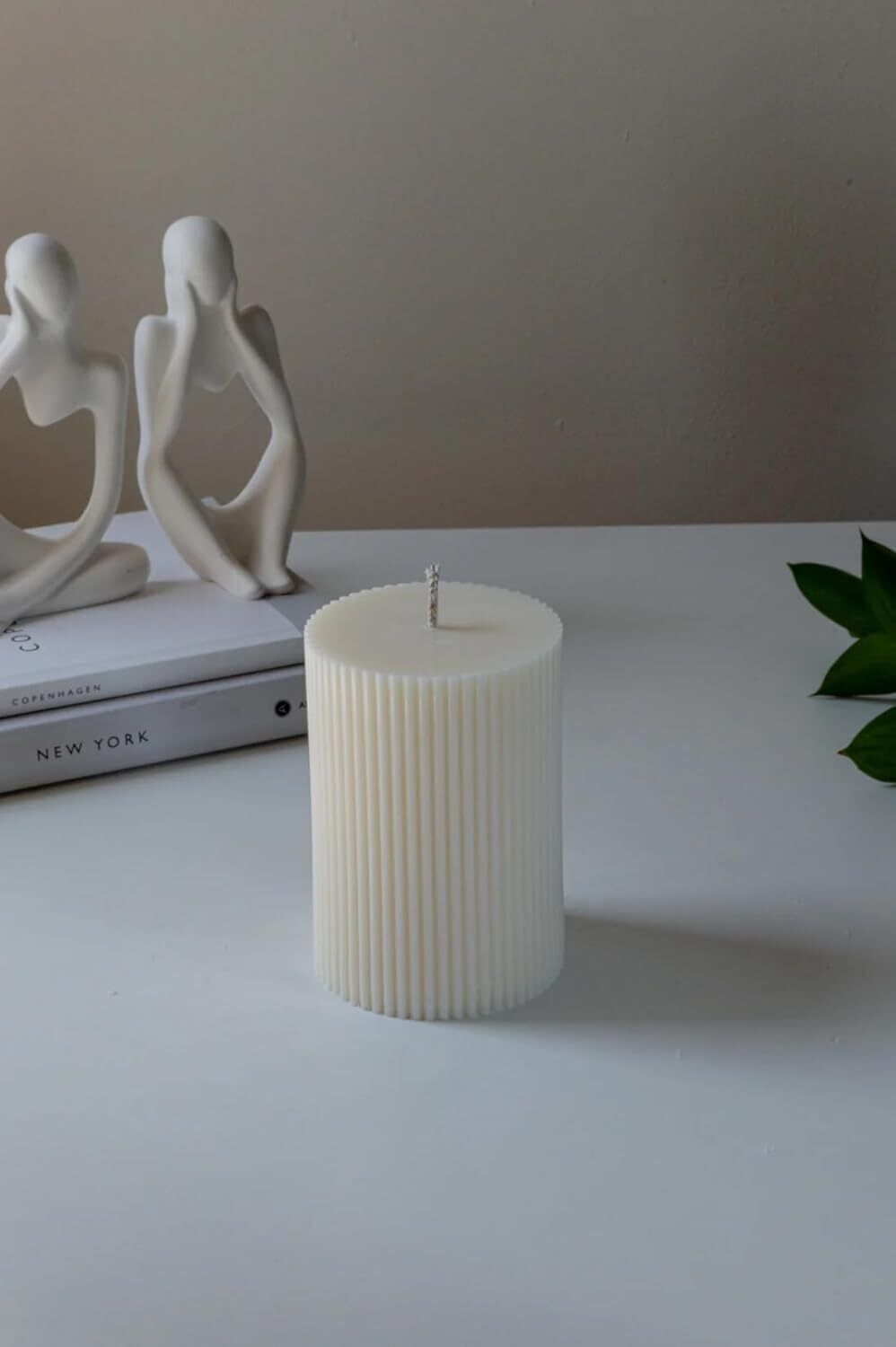 White Soy Wax Pillar Candle Ribbed Scented Pillar Candles Vanilla Set
