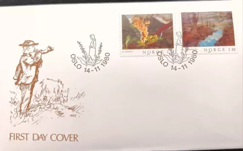 D)1985, NORWAY, FIRST DAY COVER, ISSUE, NORWEGIAN PAINTING, NIKOLAI ASTRUP, 1880
