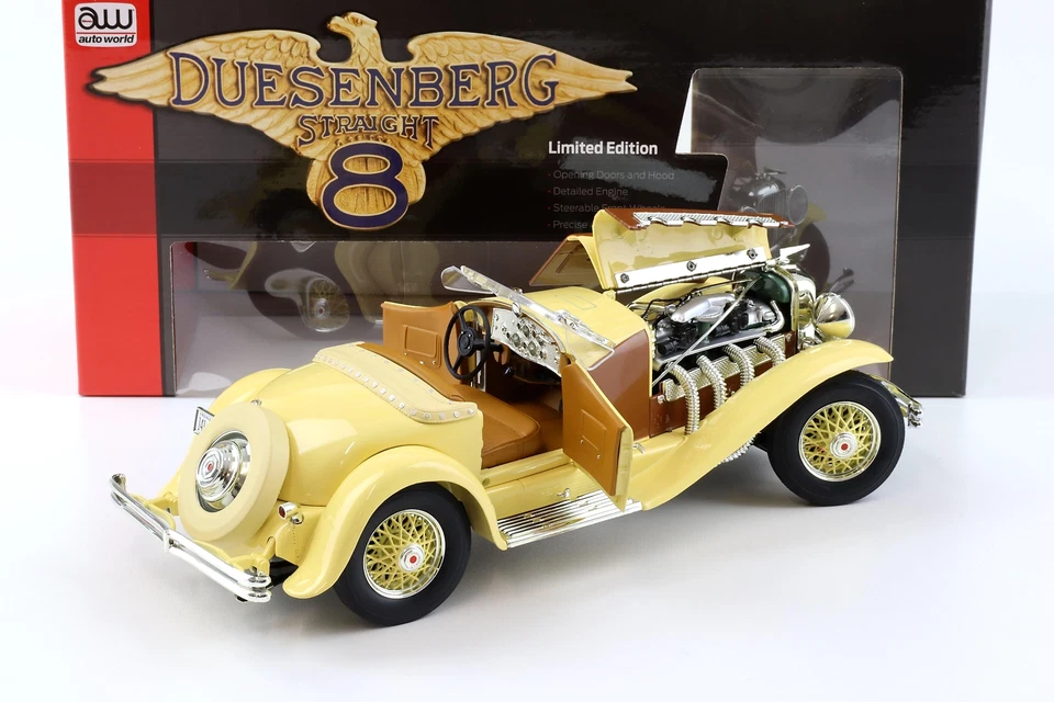 1:18 Auto World 1935 Duesenberg SSJ Roadster yellow/ brown - Bild 4 von 4