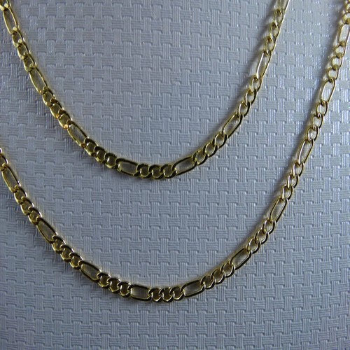 MENS LADIES 10K REAL YELLOW GOLD FIGARO LINK CHAIN NECKLACE 3M 26" - Picture 2 of 9
