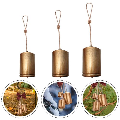 Shabby Chic Country Style Brass Cow Bells Handcrafted Hanging Wall