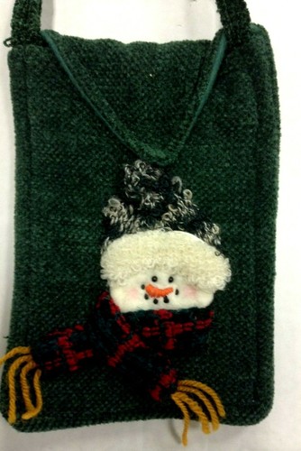 Christmas Knit Purse Holiday Winter Chenille Small fabric Santa Snowman - Picture 4 of 19