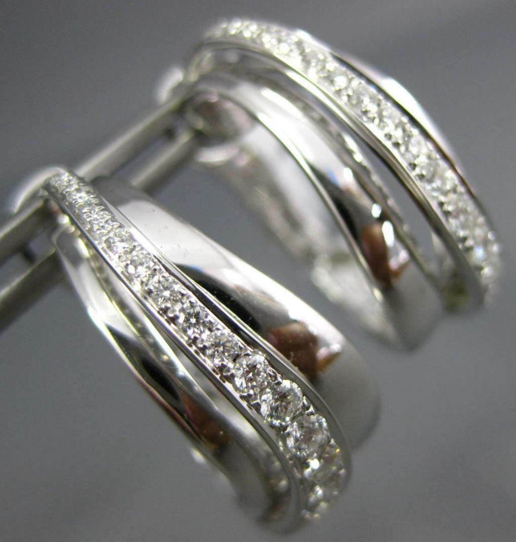 FILA ESTATE WIDE .56CT DIAMOND 18K WHITE G MULTI ROW HOOP CLIP ON HANGING EARRINGS