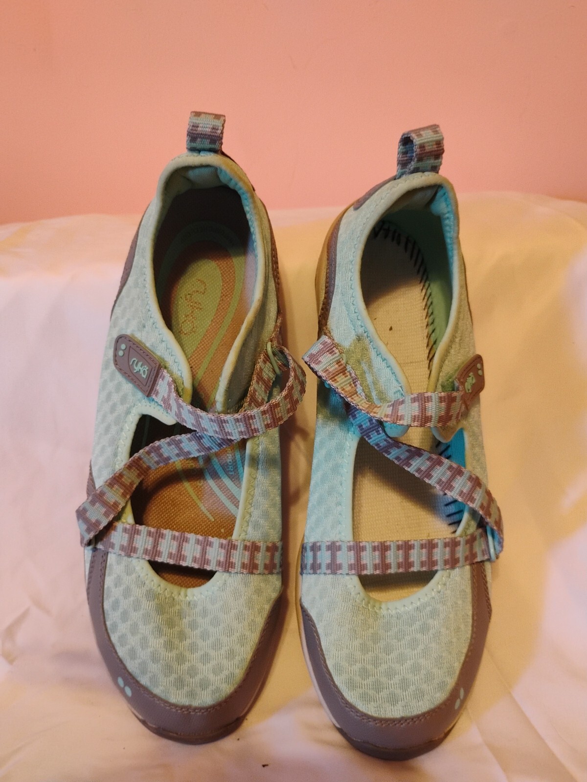 RYKA Kailee Mary Jane Athletic Walking Shoes Mint Green & Gray Women's Size 10