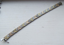 Tri colour Italian silver bracelet.  10 mm across.  7 inches long.  22 grams.