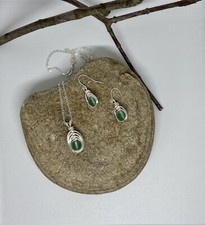 Sea Glass Jewelry Set, Matte Glass, Silver Jewelry, Sea Glass Necklace, Handmade