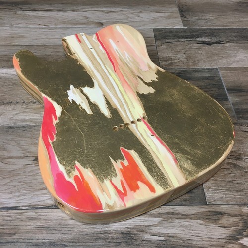 FRANCHIN Mars guitar body Wood Grain Red Oil Paint Gold Leaf Swamp Ash T-type - Picture 2 of 16