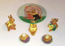 Lot of 2 Decorative Miniature Stoneware Tea Sets, Kangaroos  Honeybees w Bears