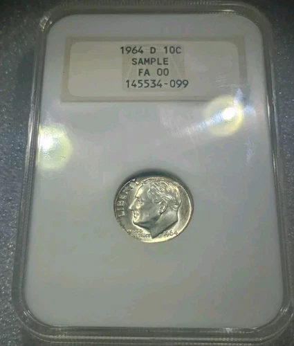 NGC Sample Slab - 1964-D Roosevelt Silver Dime FA00 (145534-099) Slight Rim Tone