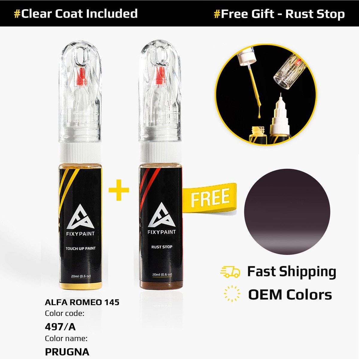 Car Touch Up Paint For ALFA ROMEO 145 Code: 497/A PRUGNA | eBay