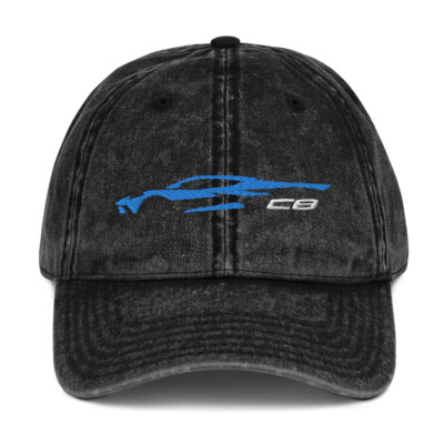 vette C8 Silhouette Rapid Blue Vette Owner Vintage Cotton Twill Cap Dad Hat