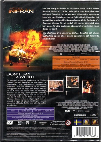 The Sentinel & Don't Say a Word DVD - Region 2 - Nordic - New and Sealed - Picture 2 of 2